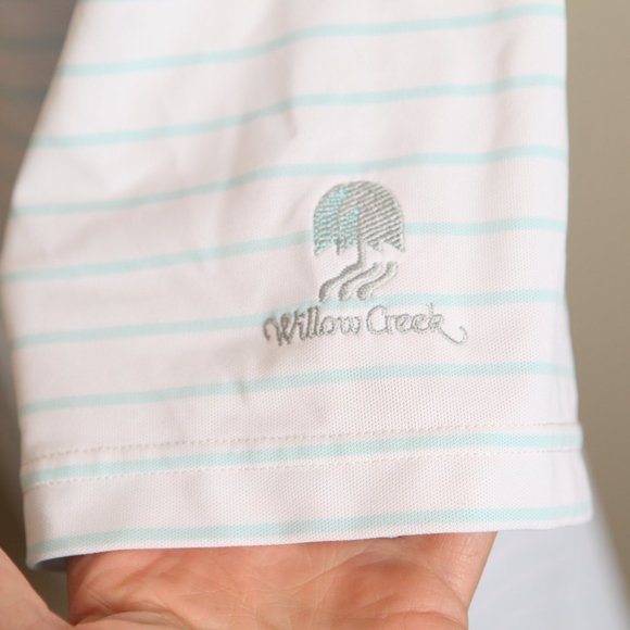 FootJoy FJ Men's white and blue striped short sleeve golf polo shirt XL - Picture 3 of 6